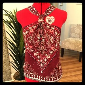 Banana republic women’s xs paisley halter rust red